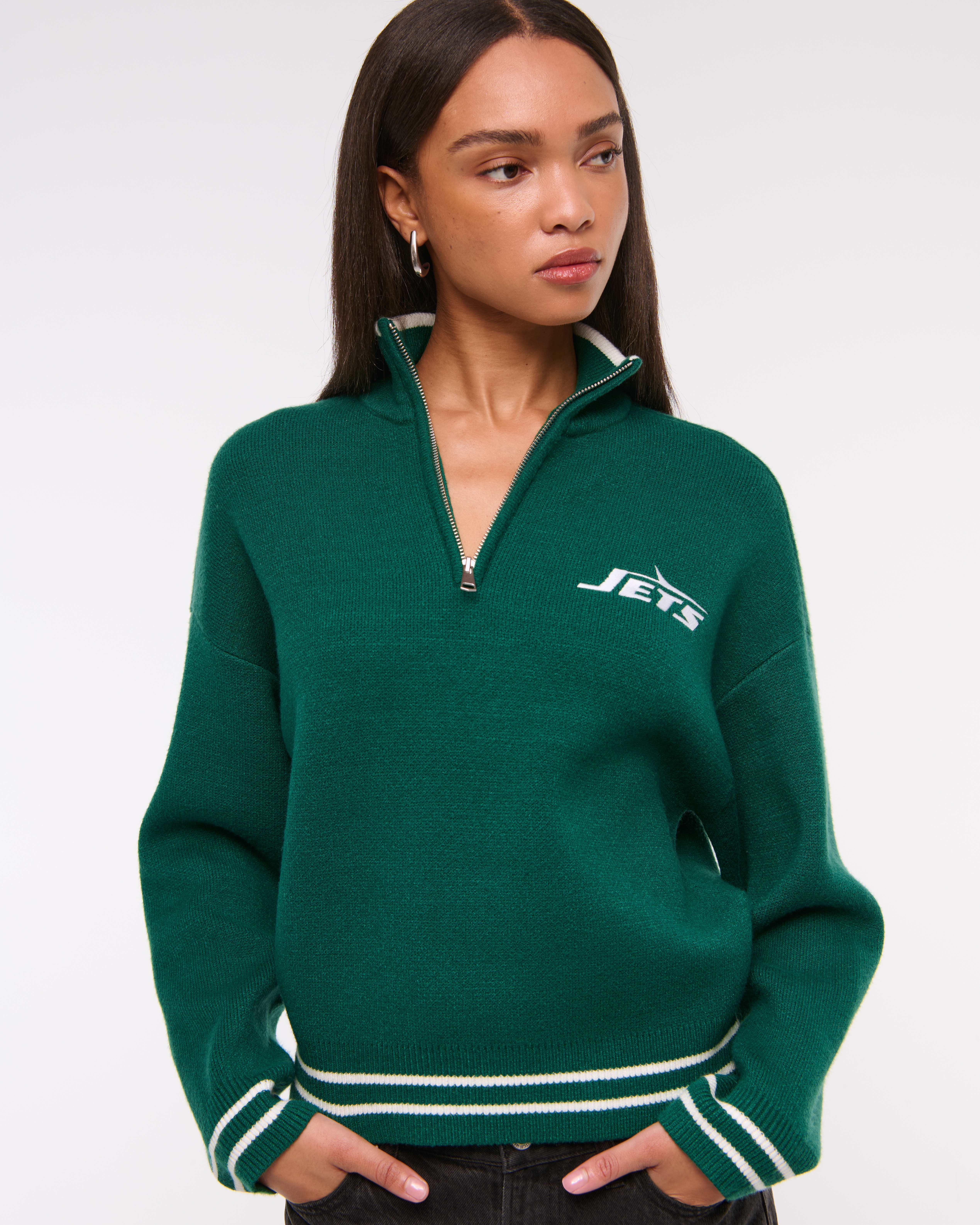 Abercrombie & Fitch New York Jets Luxeloft Half-zip In Green