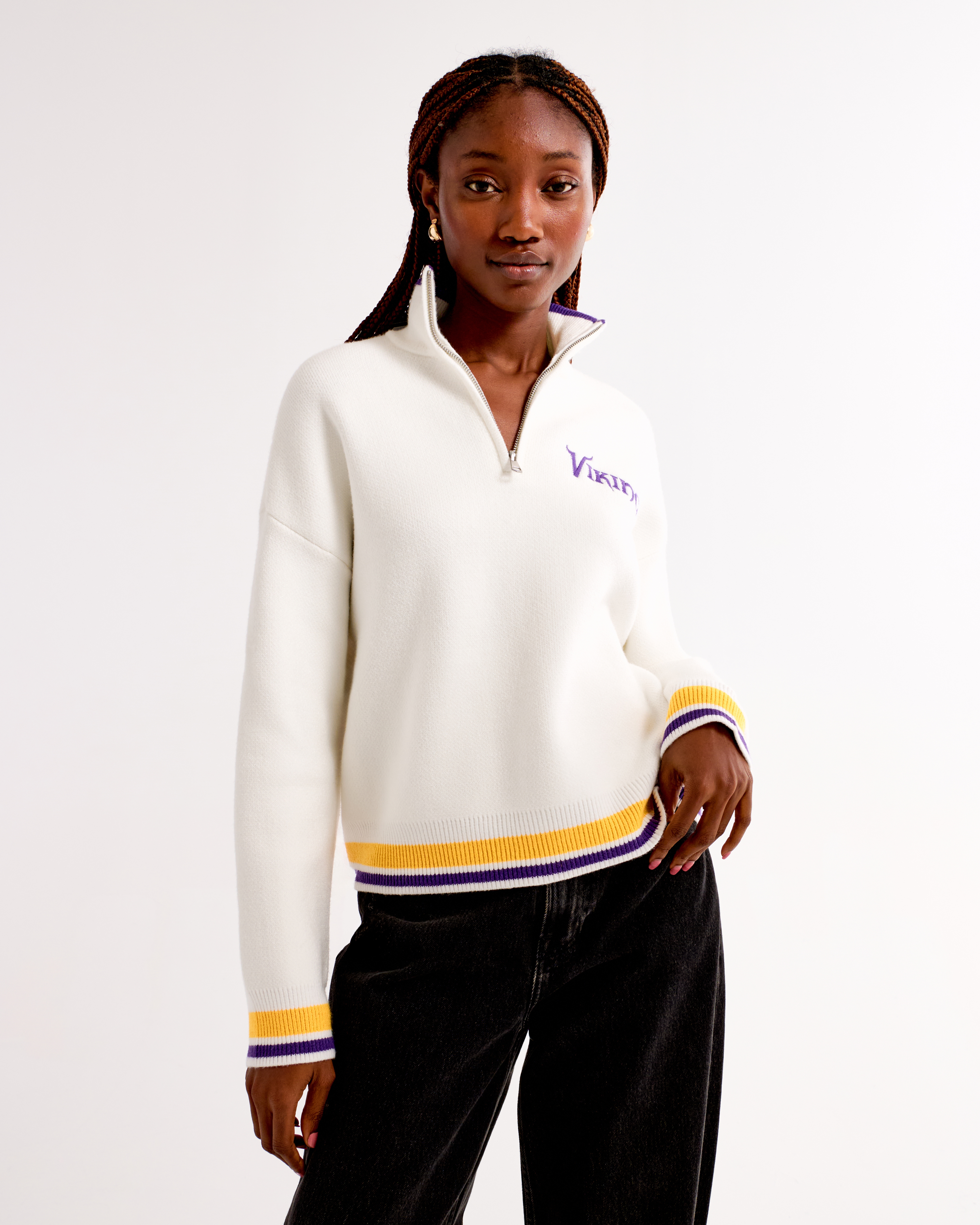 Abercrombie & Fitch Minnesota Vikings Luxeloft Half-zip In White