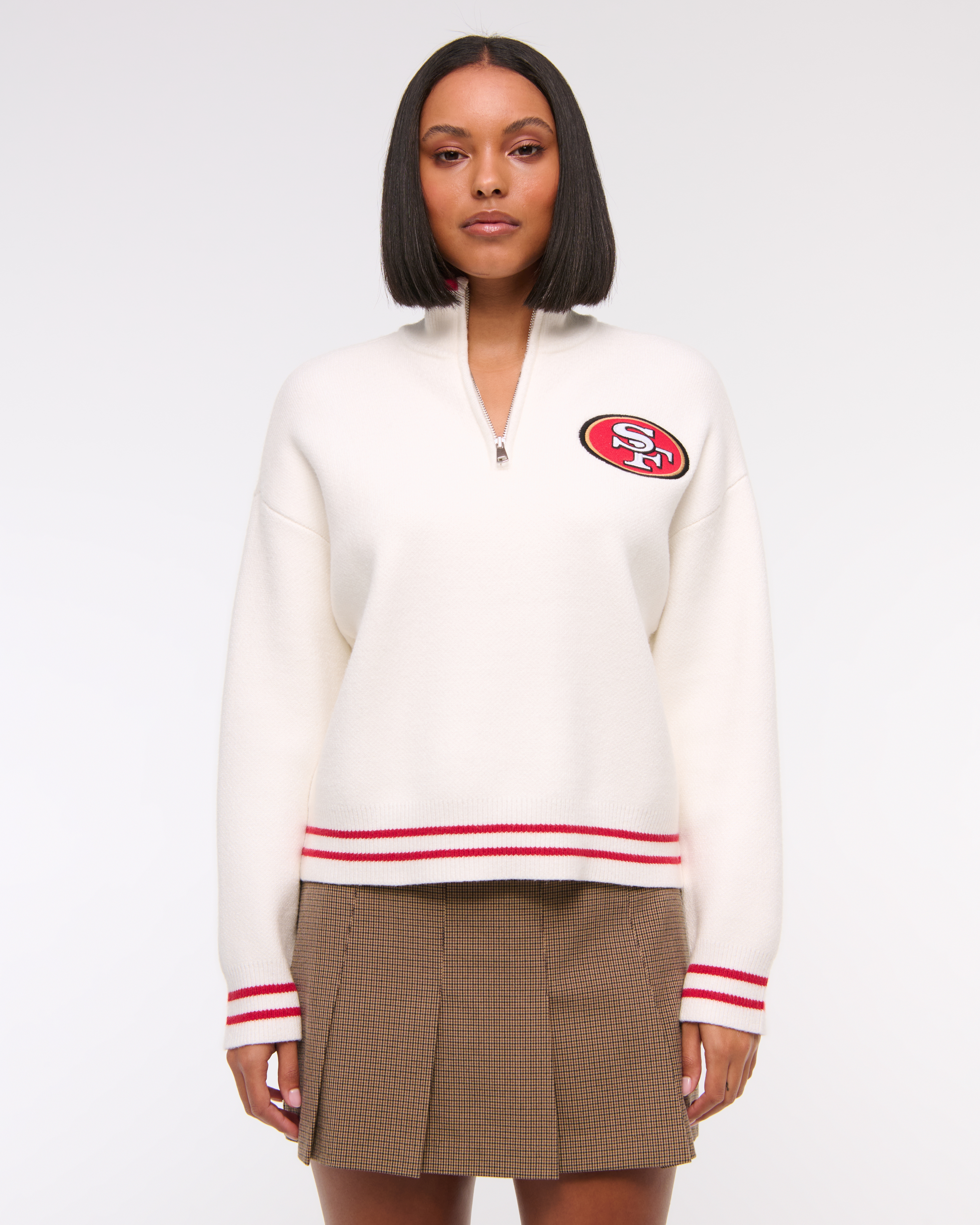 Abercrombie & Fitch San Francisco 49ers Luxeloft Half-zip In Neutral