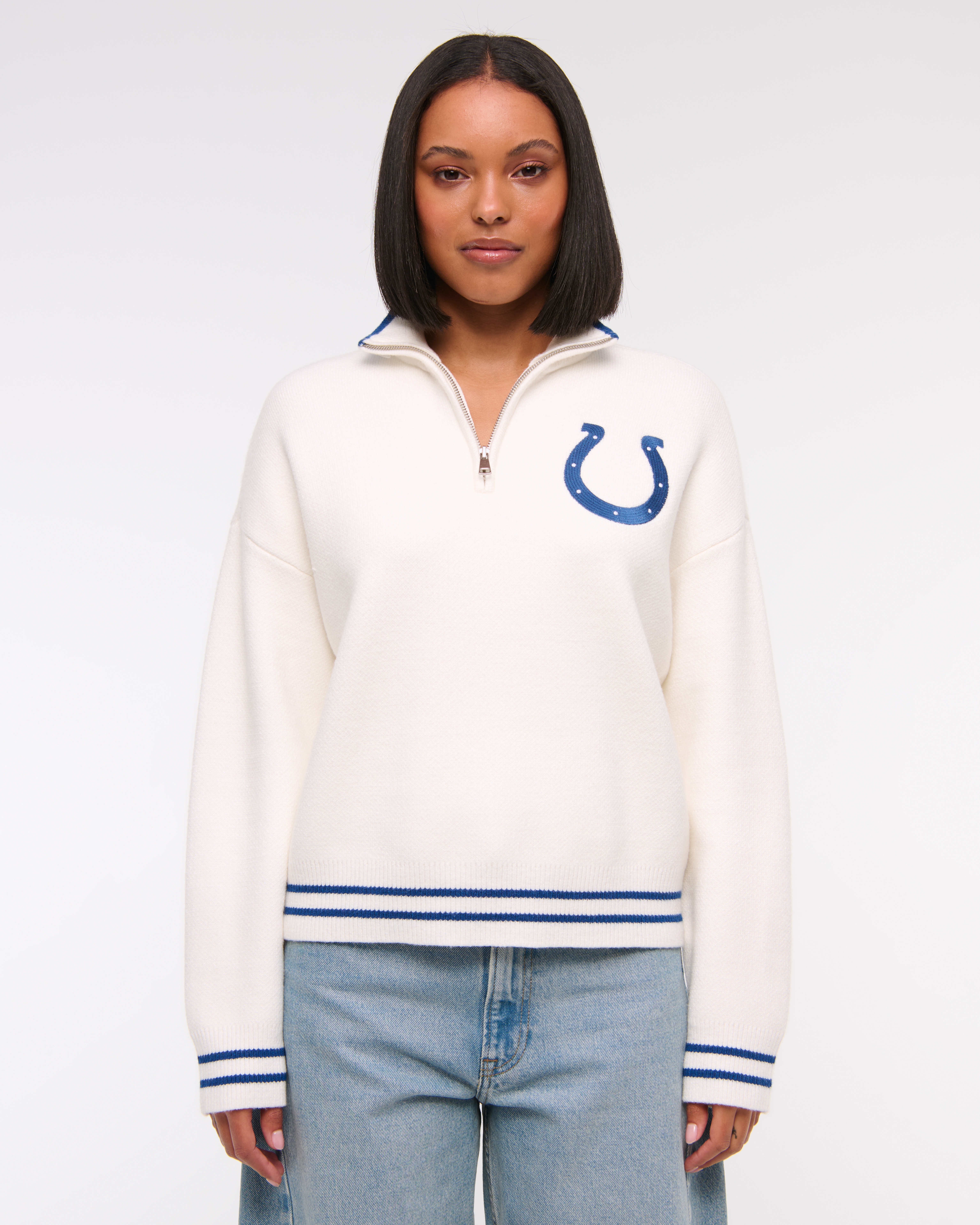 Женская толстовка Abercrombie & Fitch San Francisco 49ers LuxeLoft Half-Zip, цвет: Кремовый — фото 2