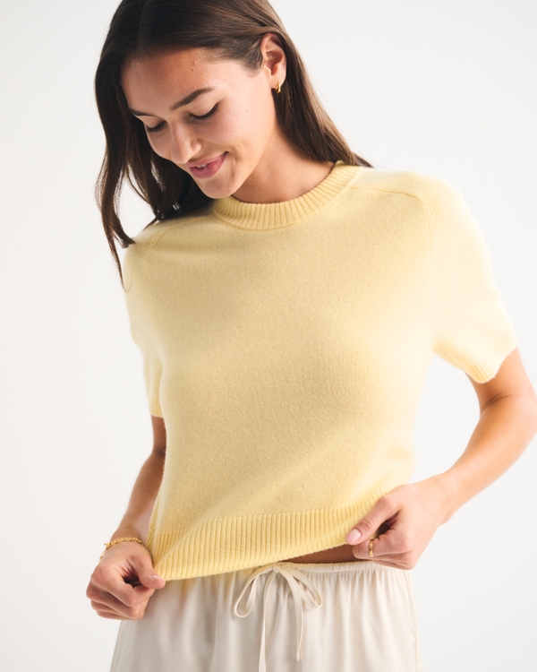 Cashmere Crew Tee, Yellow view 1