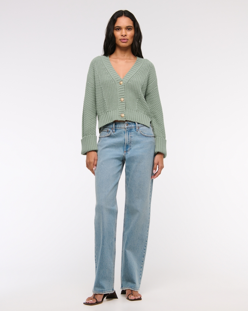 Cotton-Blend Seed Stitch Cardigan