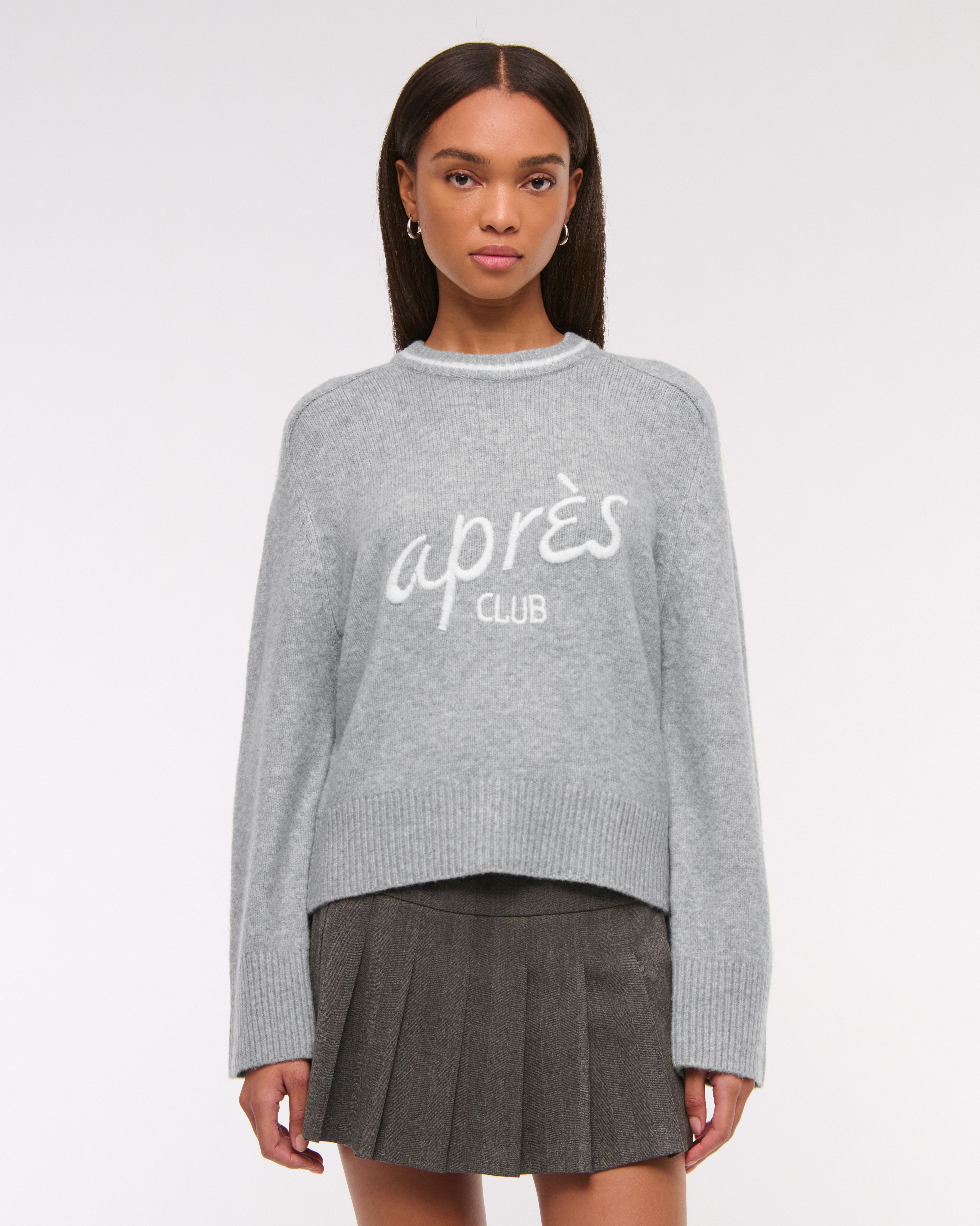 Abercrombie & Fitch The A&f Madeline Crew Sweater In Gray