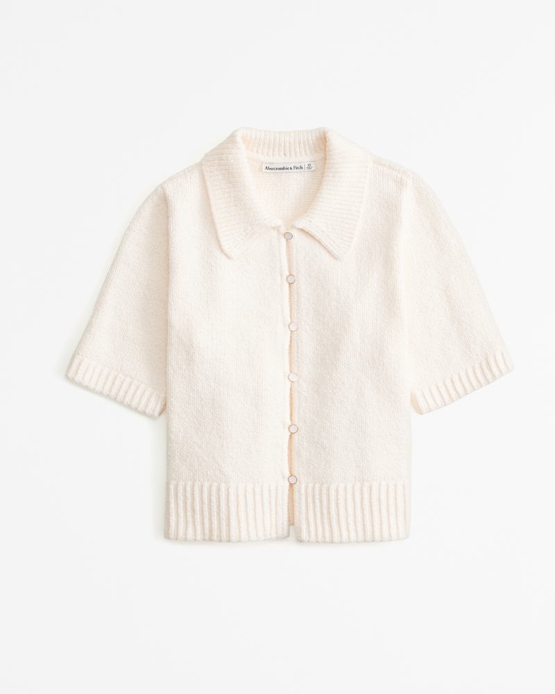 White short sleeve cardigan sweater sales