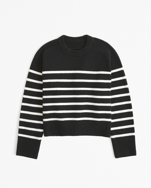 The A&F Madeline Crew Sweater, Black Stripe