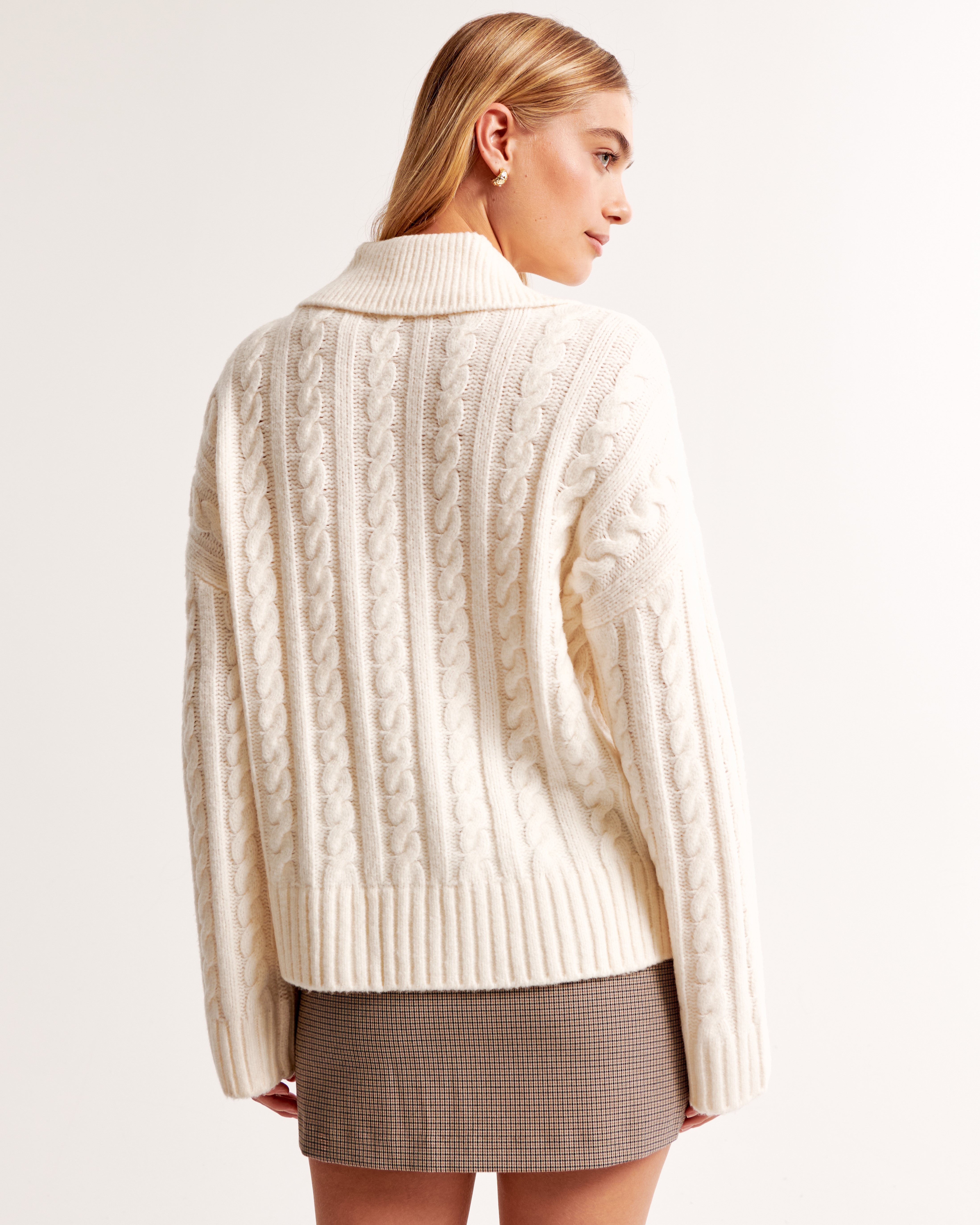 Women s Cable Notch Neck Sweater Women s Sale Abercrombie