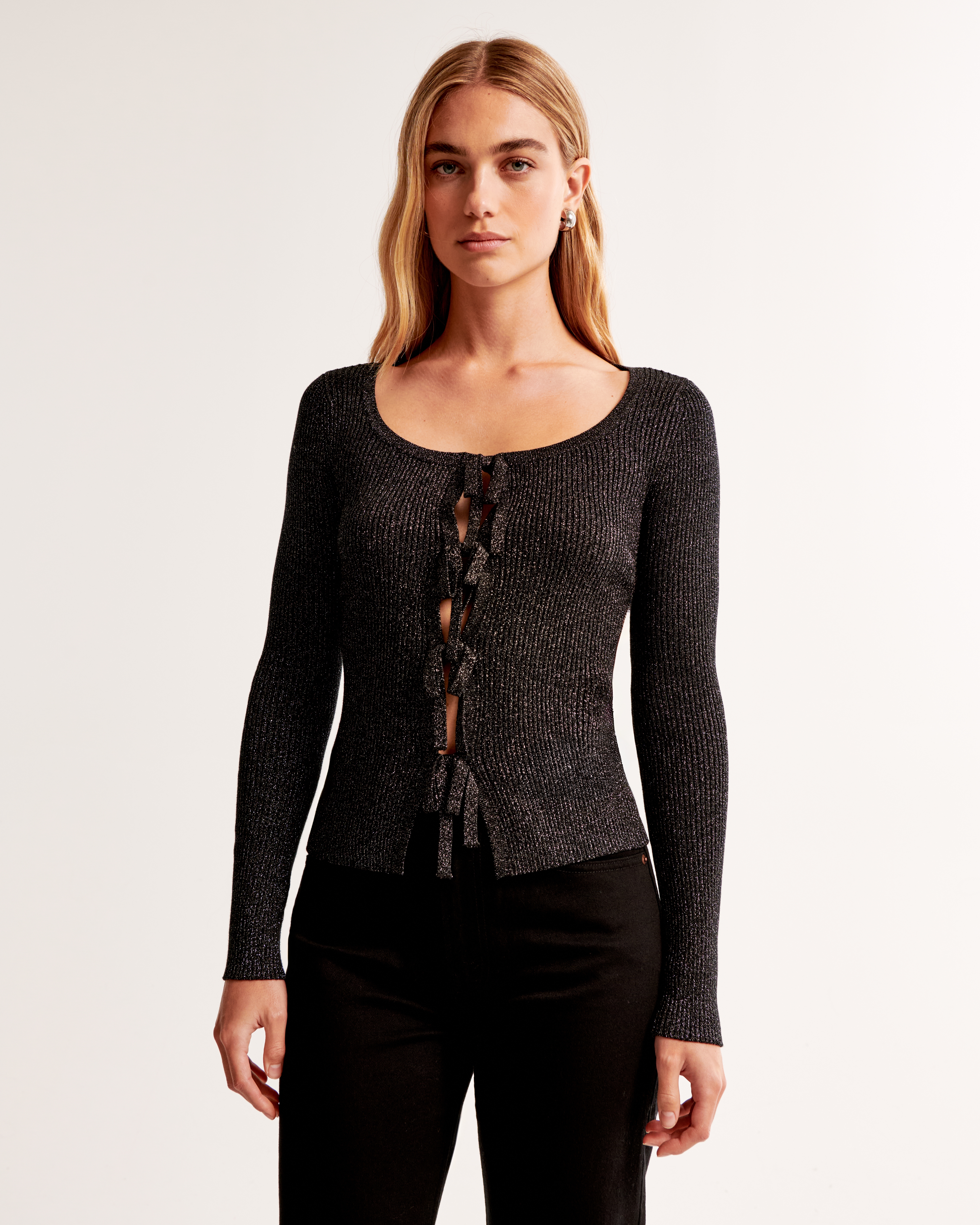 Black tie front sweater hotsell