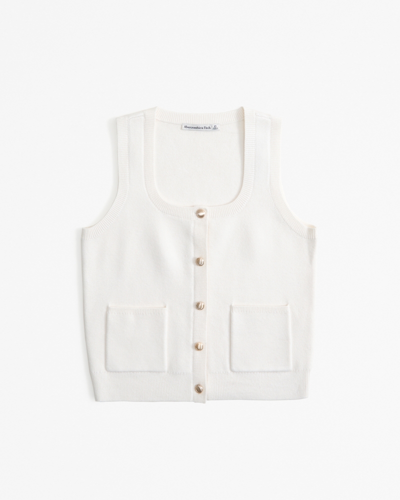 Women's LuxeLoft Button-Up Sweater Vest, Women's Tops