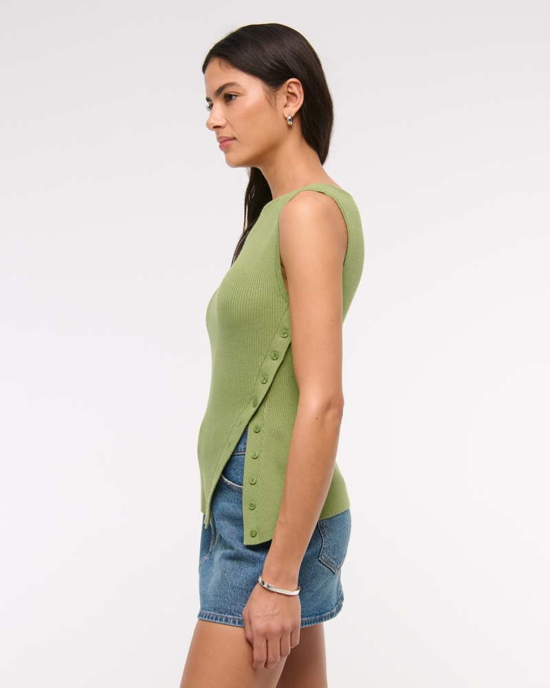 Asymmetrical Button Sweater Tank