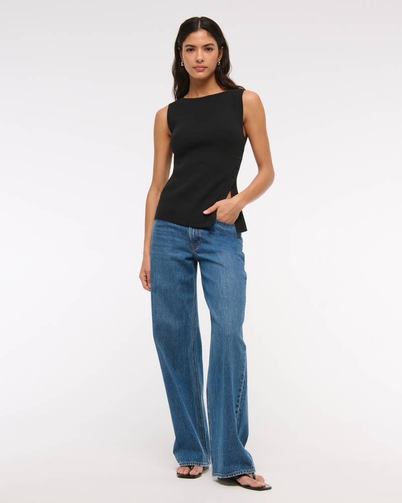 Asymmetrical Button Sweater Tank