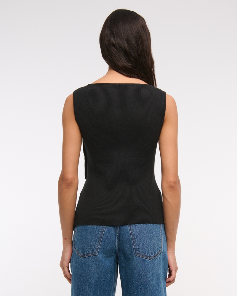 Asymmetrical Button Sweater Tank