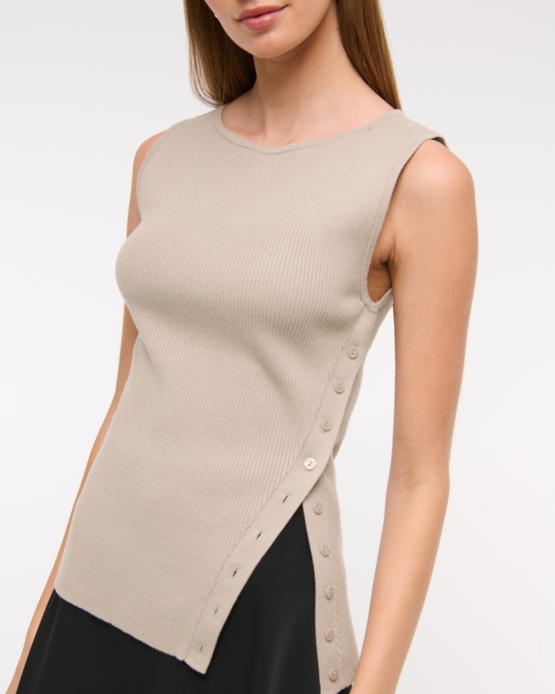 Asymmetrical Button Sweater Tank