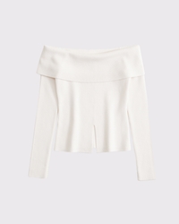 Ribbed Off-The-Shoulder Cutaway Sweater