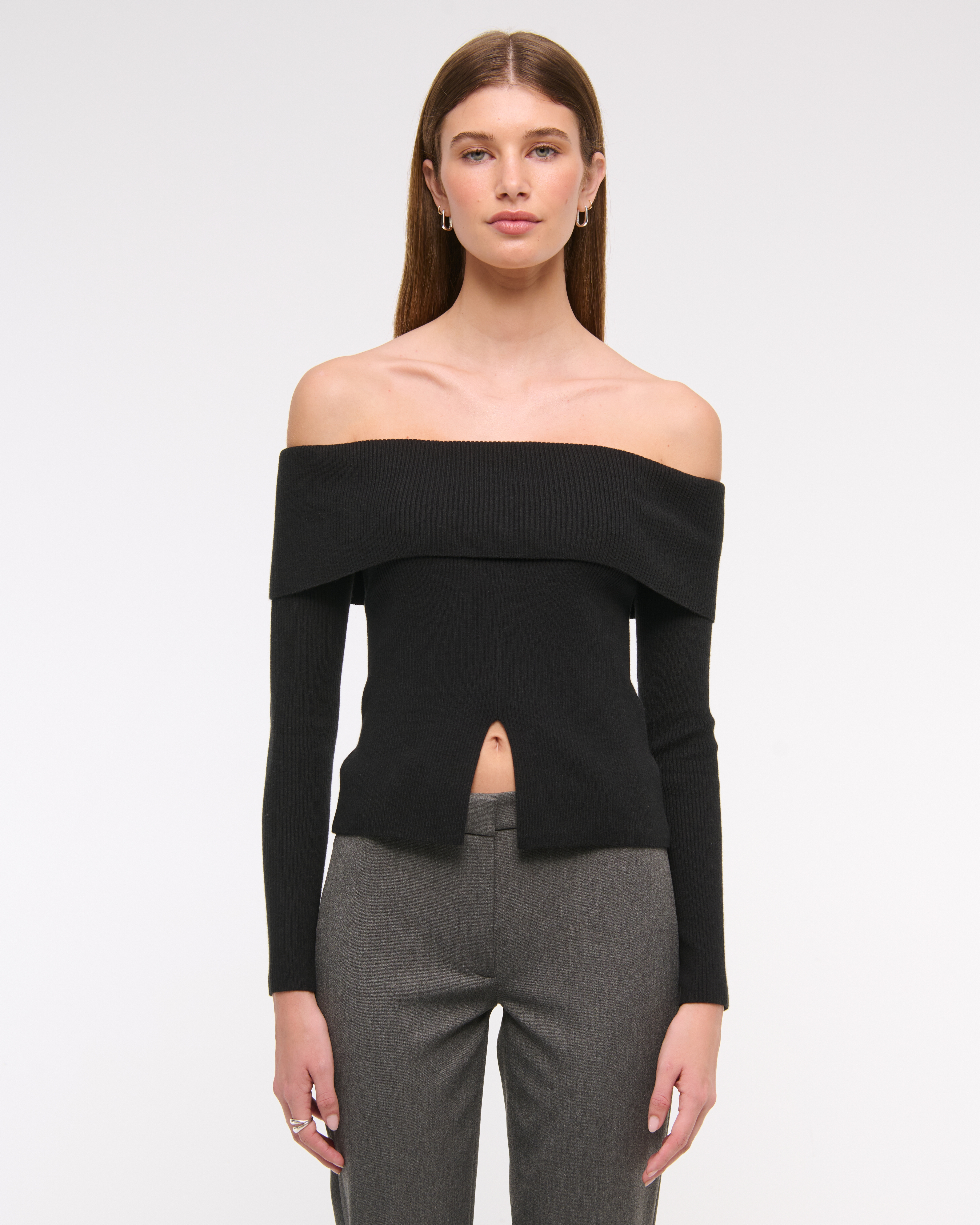 Женские свитеры Abercrombie & Fitch Ribbed Off-The-Shoulder Cutaway Sweater — фото 2