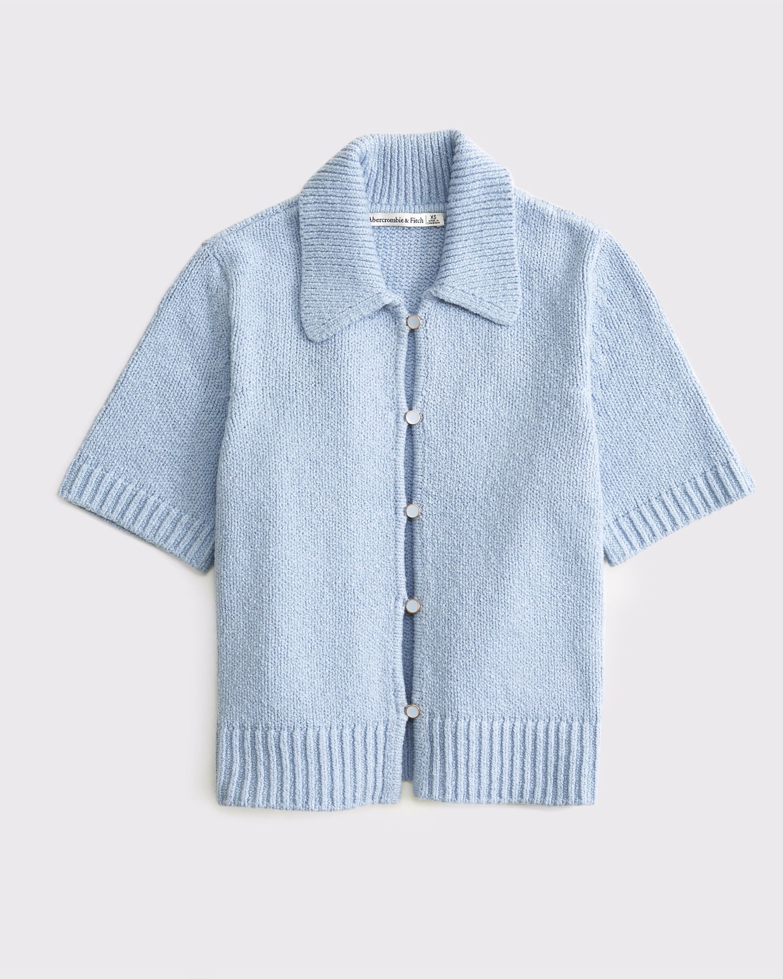 Short-Sleeve Collared Cardigan