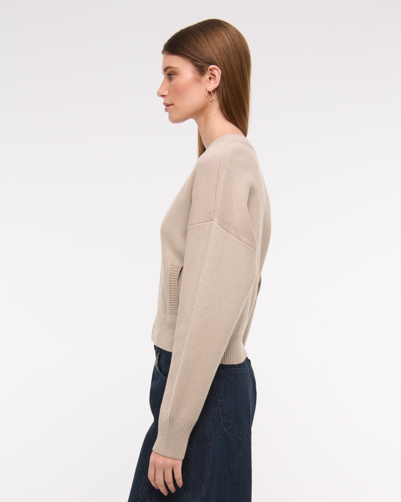 LuxeLoft Zip-Up Crew Cardigan
