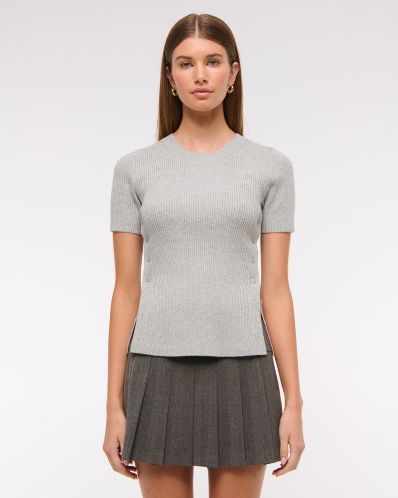 LuxeLoft Side-Button Sweater Tee