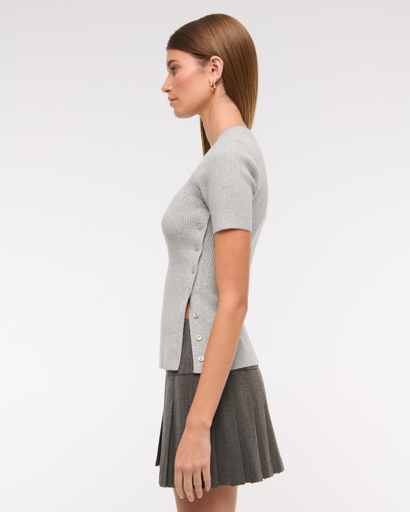 LuxeLoft Side-Button Sweater Tee