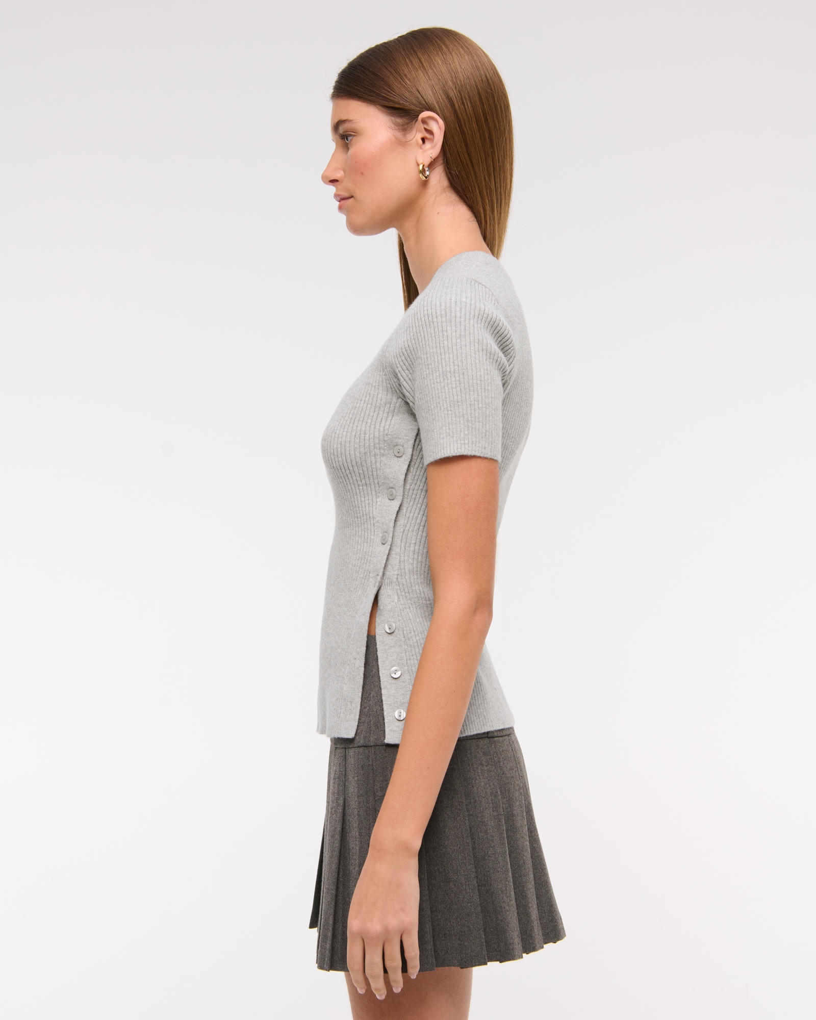 LuxeLoft Side-Button Sweater Tee