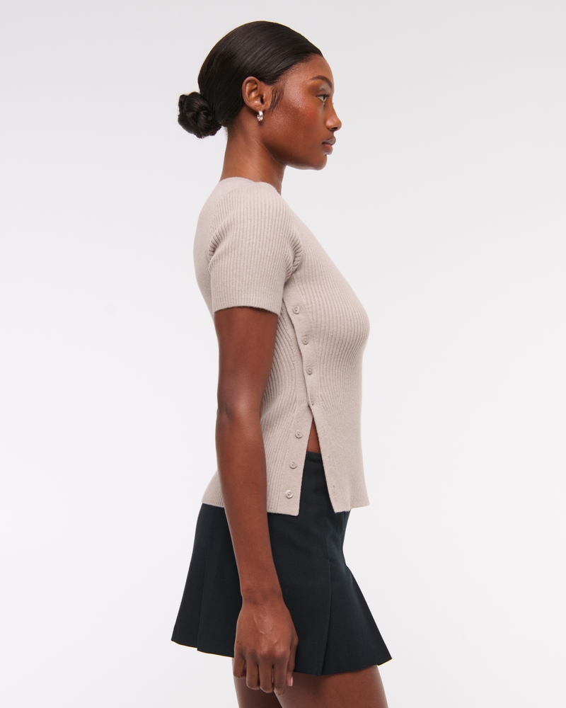LuxeLoft Side-Button Sweater Tee