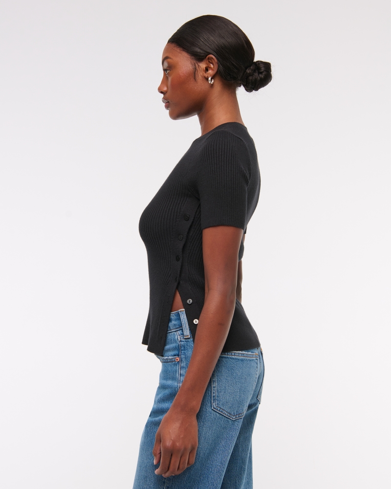 LuxeLoft Side-Button Sweater Tee
