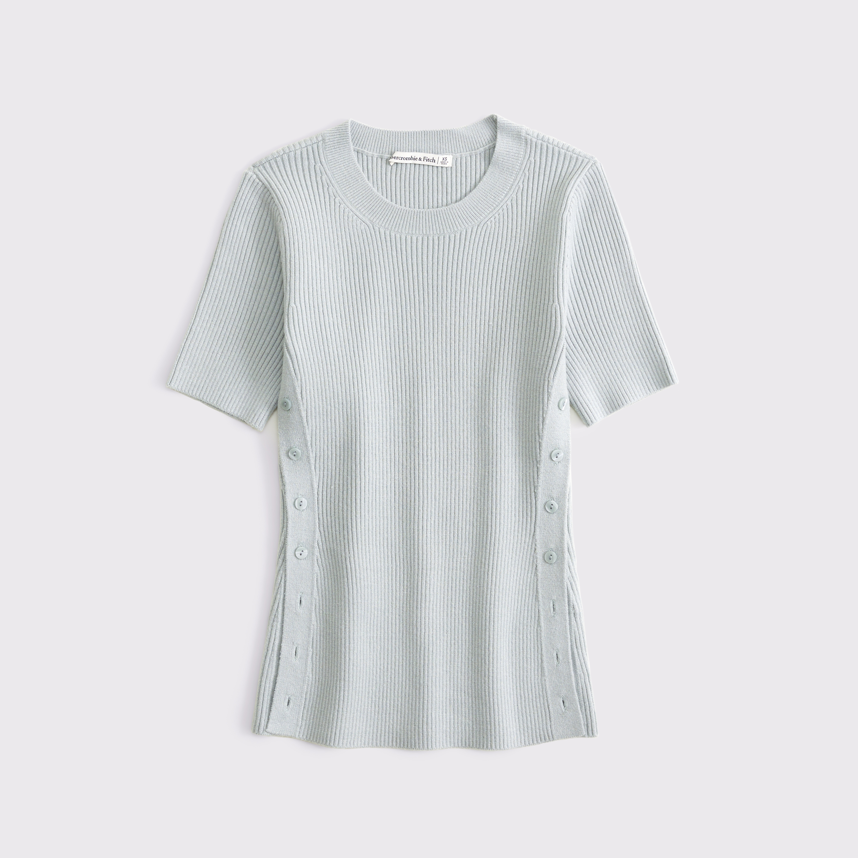 Abercrombie & Fitch Luxeloft Side-button Sweater Tee In Gray