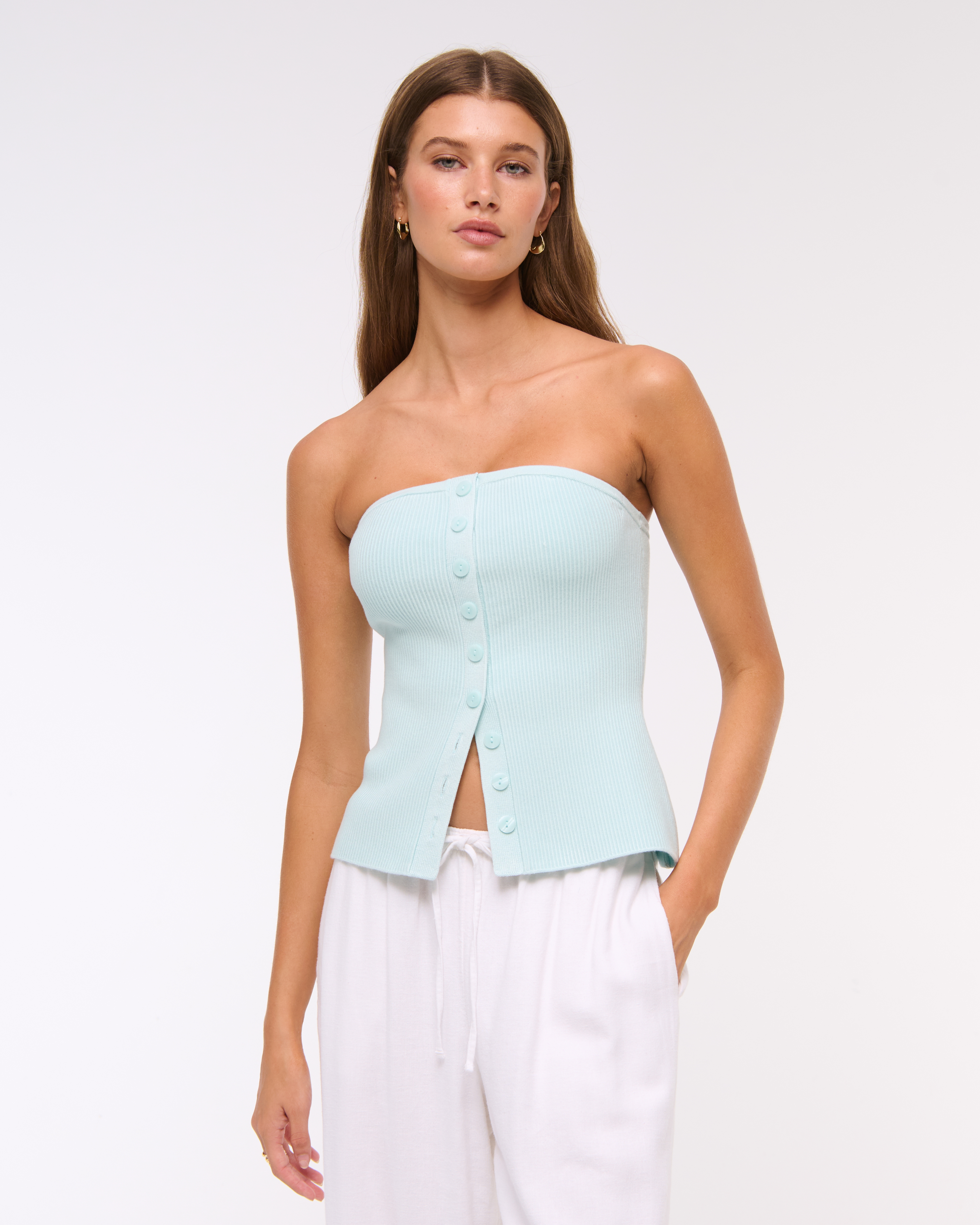 Women's Ottoman Button-Front Tube Top | Women's Tops