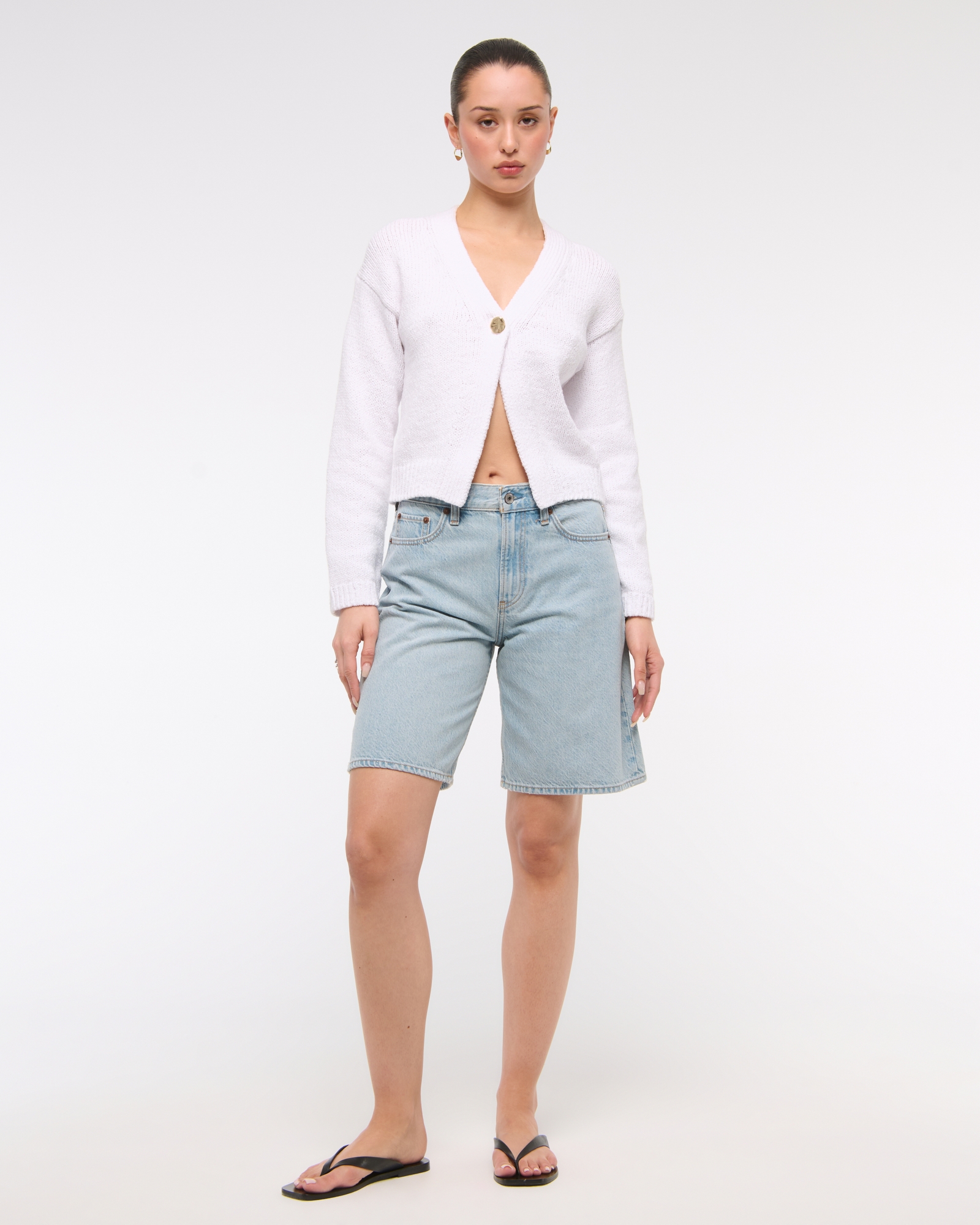 Textural 1-Button Cardigan