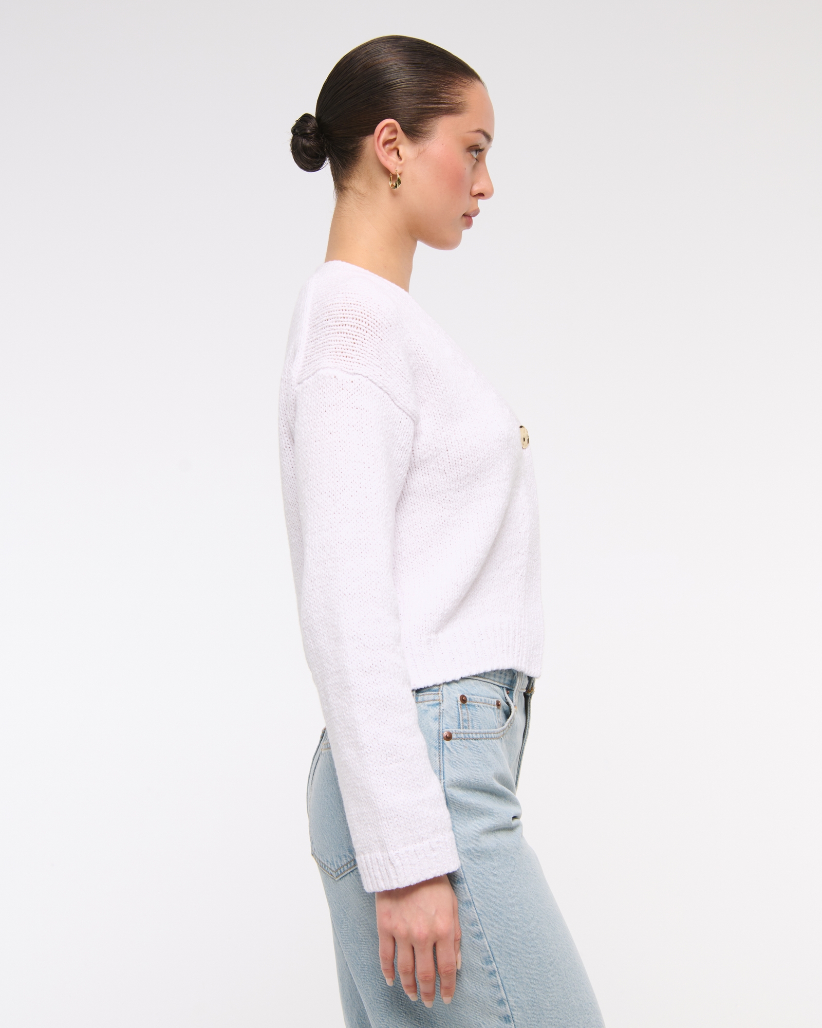 Textural 1-Button Cardigan