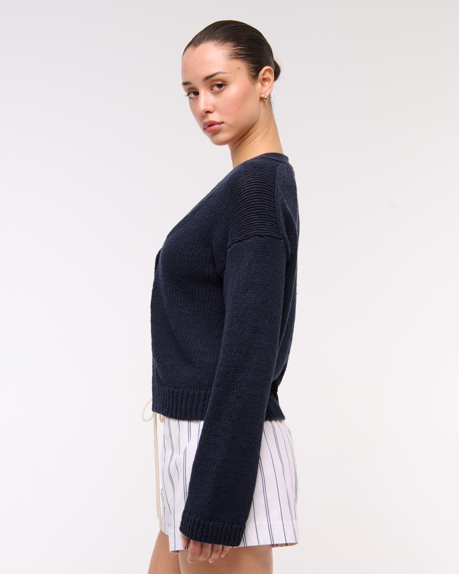 Textural 1-Button Cardigan