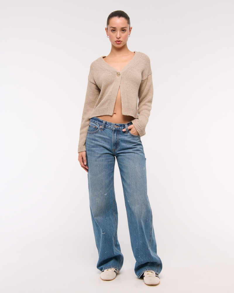 Textural 1-Button Cardigan