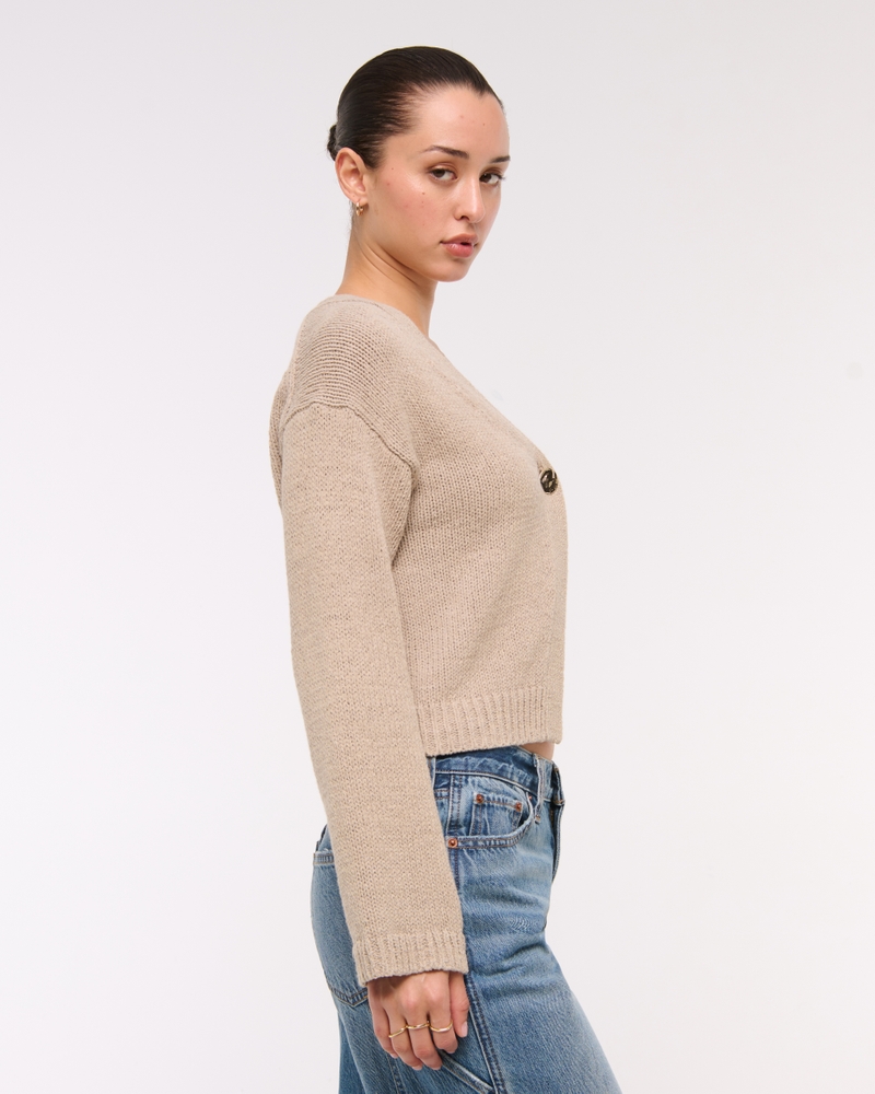 Textural 1-Button Cardigan