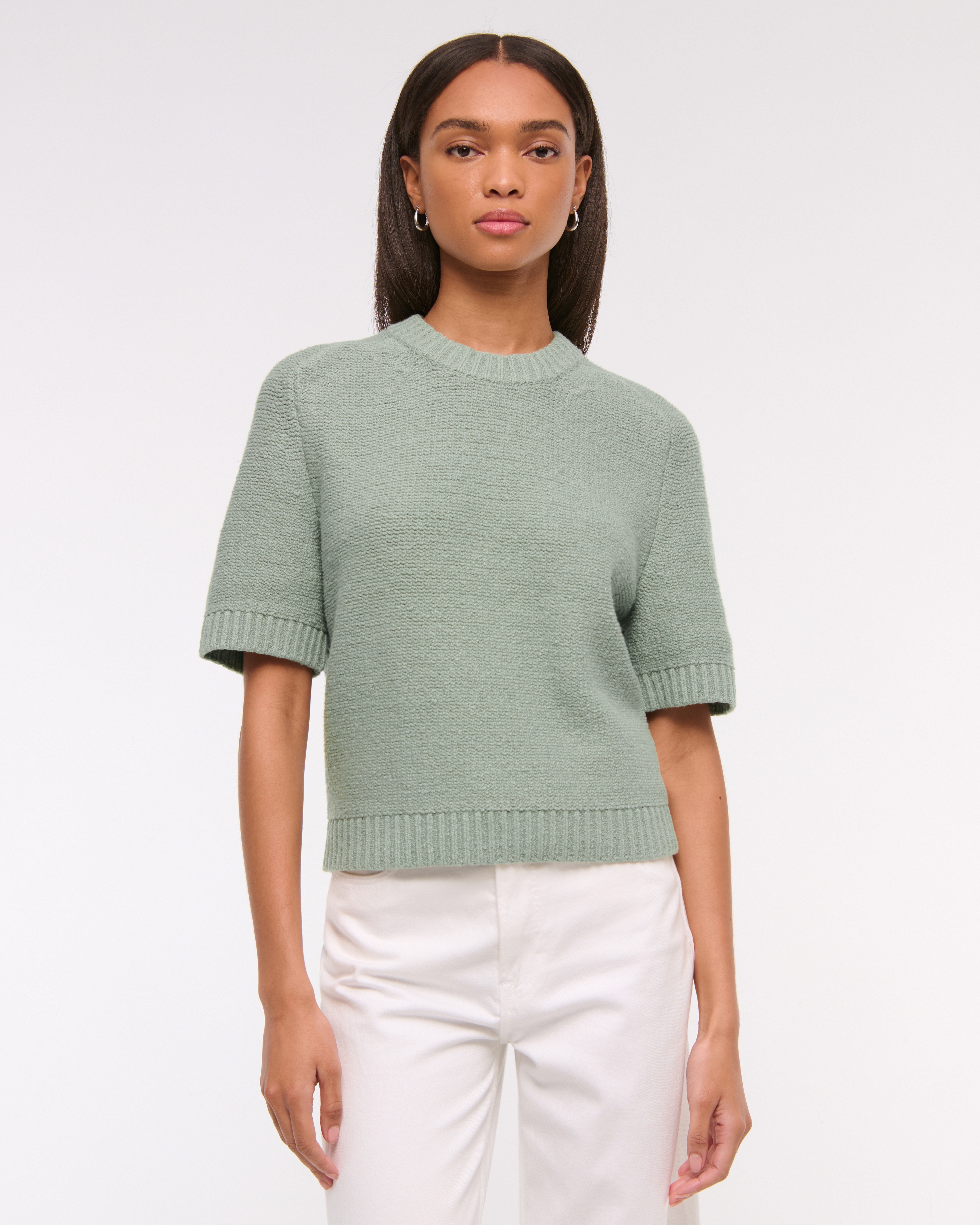 Women's The A&F Madeline Textural Crew Sweater Tee | Women's