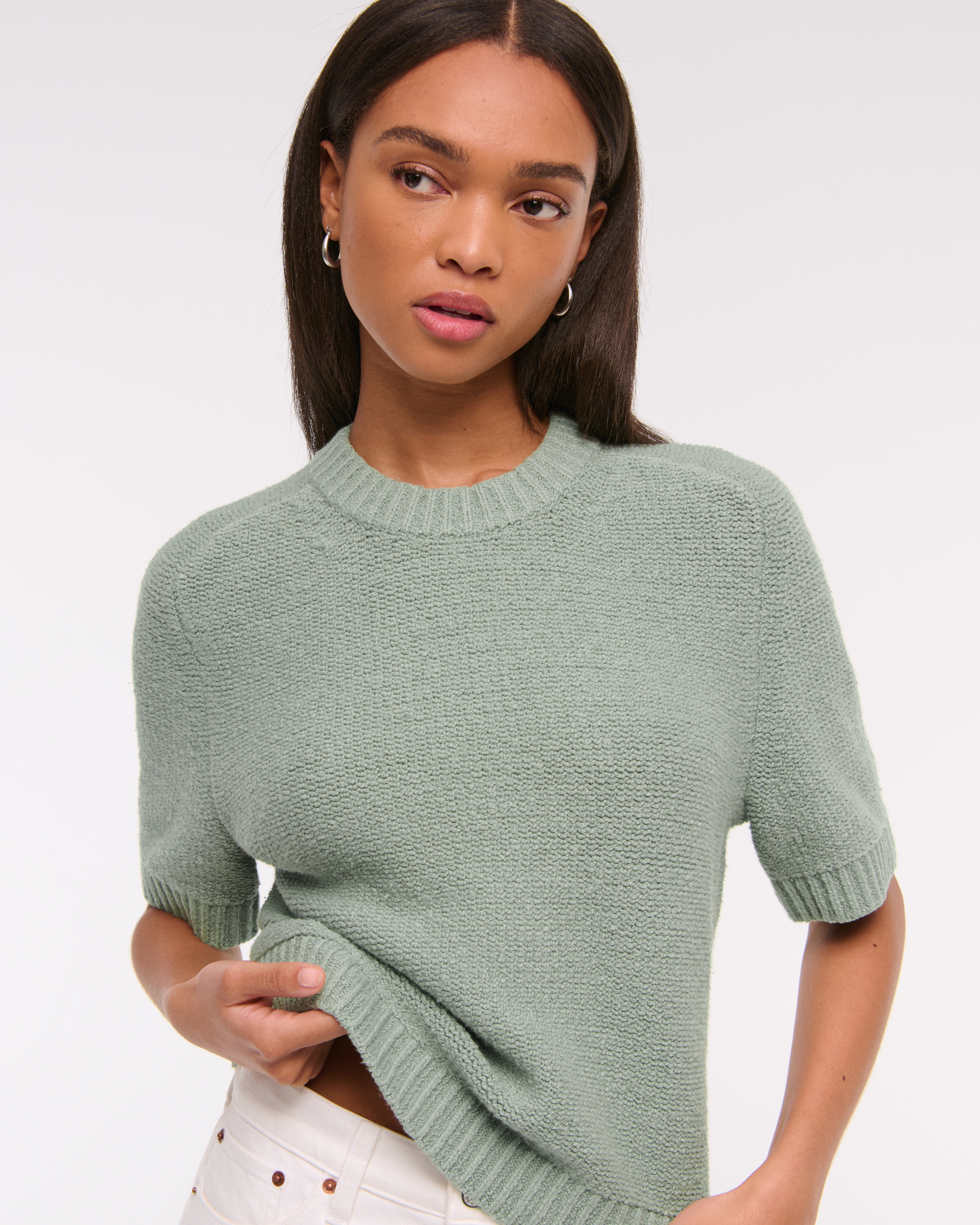 トップス Abercrombie & Fitch Soft AAF Sweater XXL Women's The A&F Madeline Textural Crew Sweater Tee | Women's