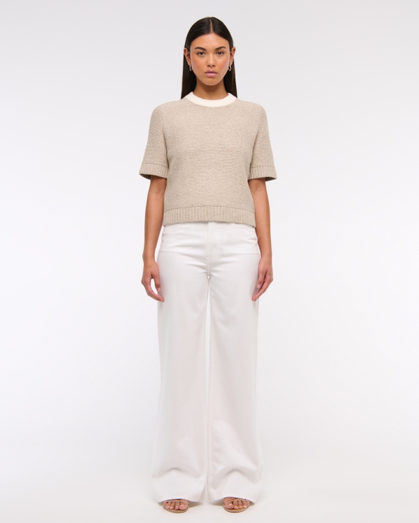 The A&F Madeline Textural Crew Sweater Tee, Light Brown view 2