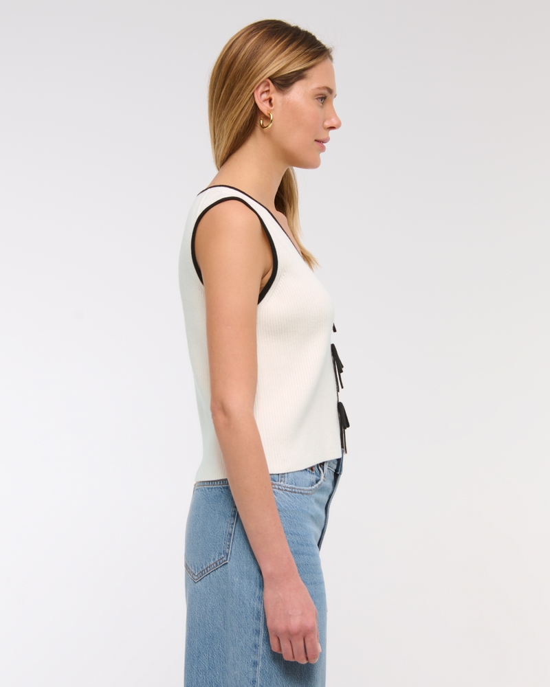 Tie-Front V-Neck Sweater Vest