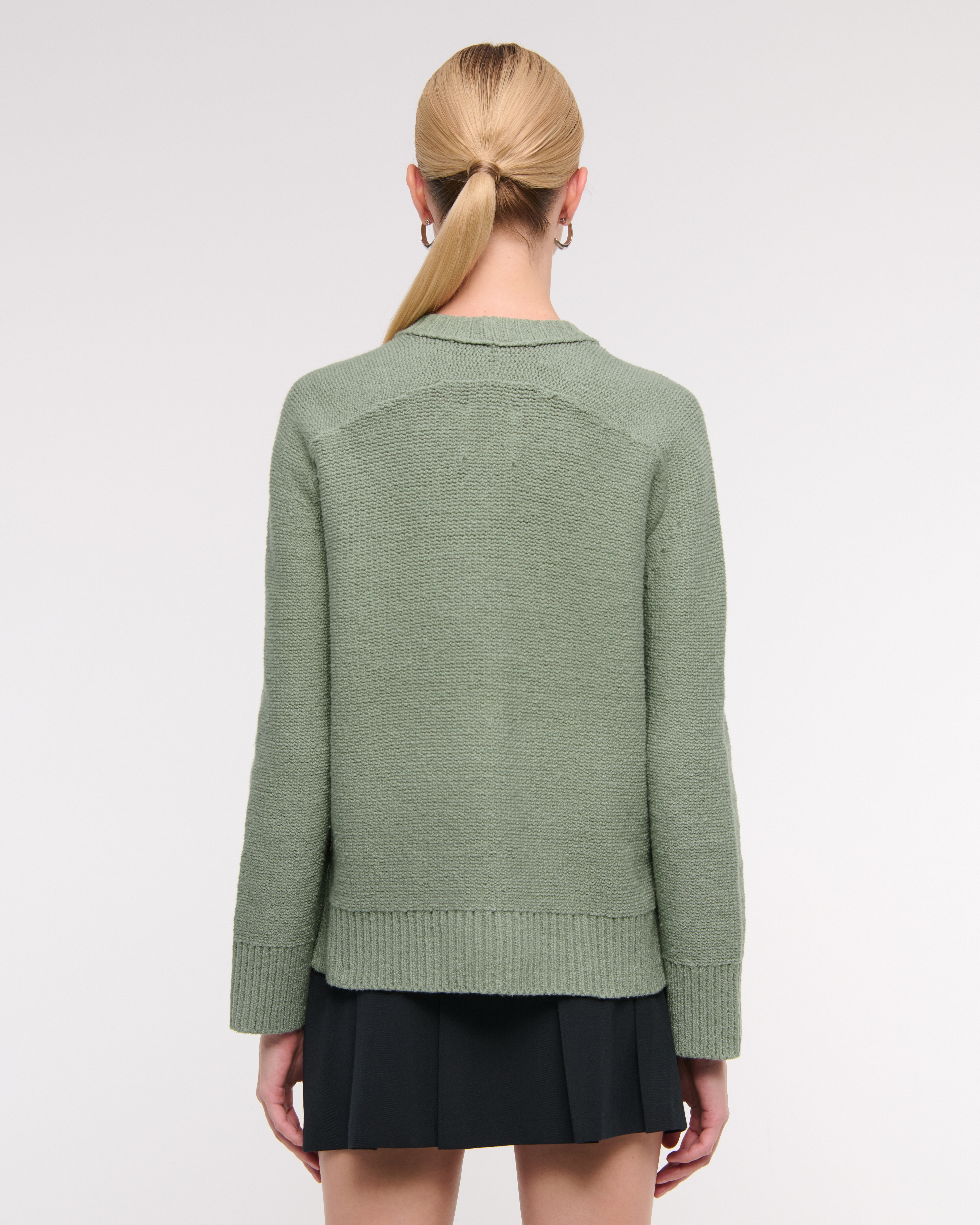 Abercrombie & Fitch The A&f Madeline Textural Crew Sweater In Green