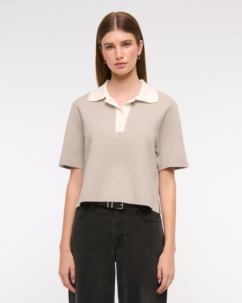 LuxeLoft Short-Sleeve Sweater Polo
