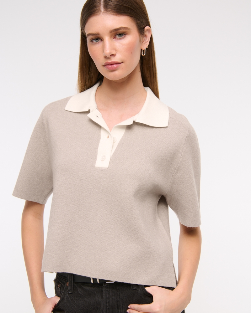 LuxeLoft Short-Sleeve Sweater Polo
