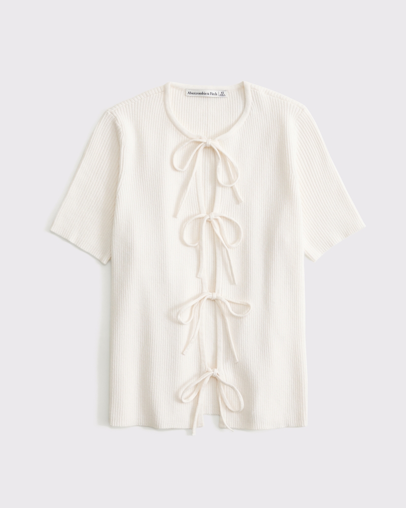 Women's Short-Sleeve Tie-Front Cardigan Women's Clearance