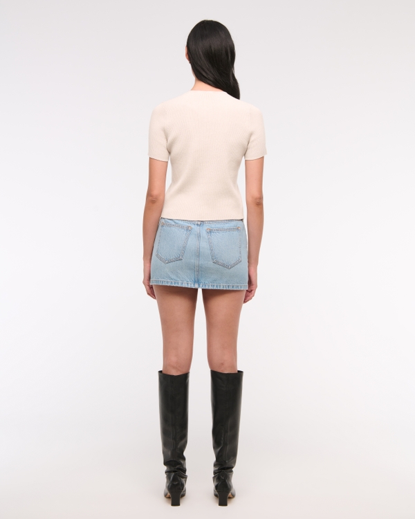 Short-Sleeve Tie-Front Cardigan