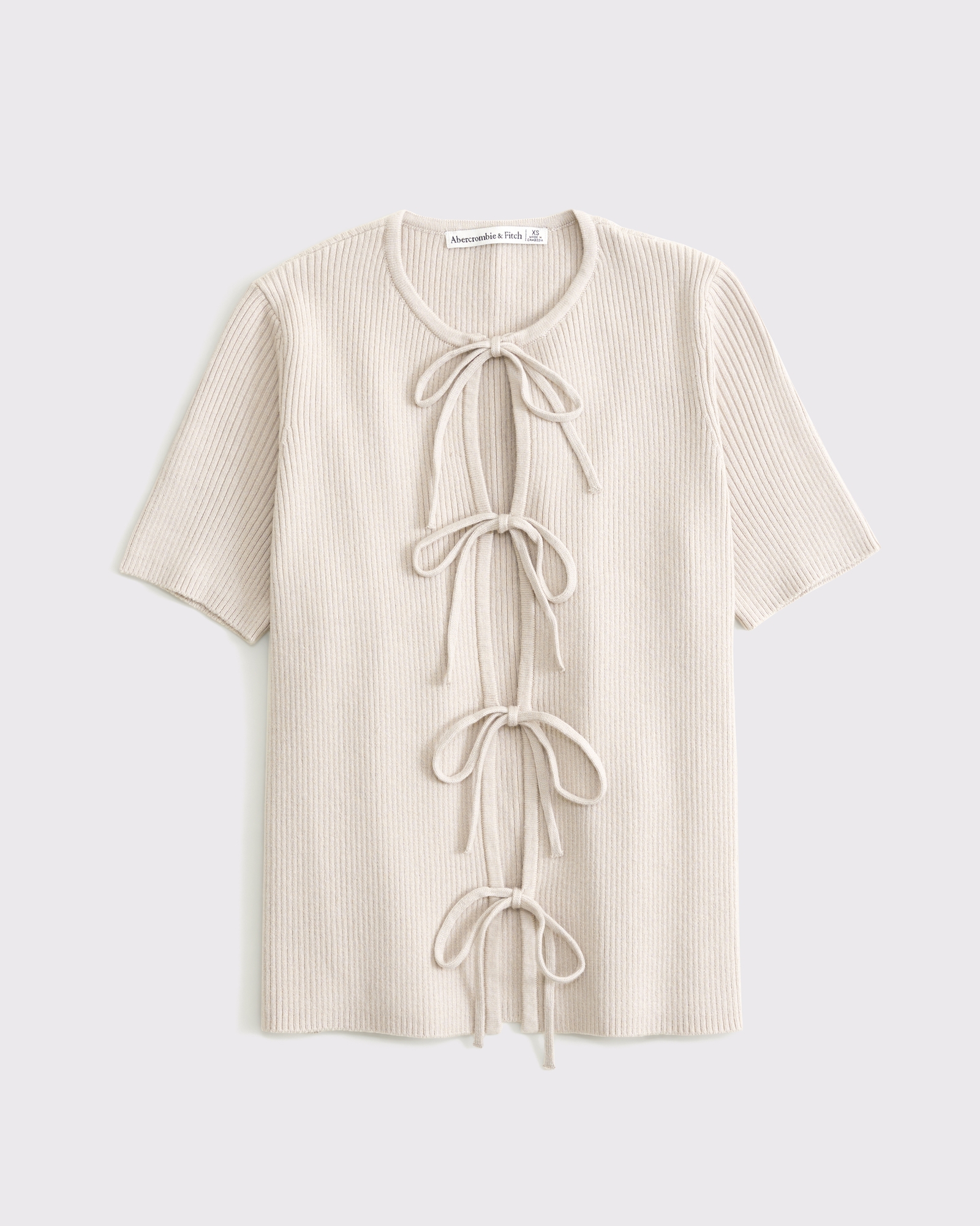 Short-Sleeve Tie-Front Cardigan