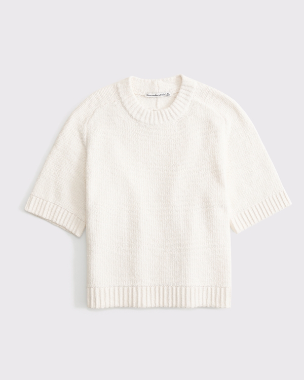 The A&F Madeline Textural Crew Sweater Tee, Cream view 1