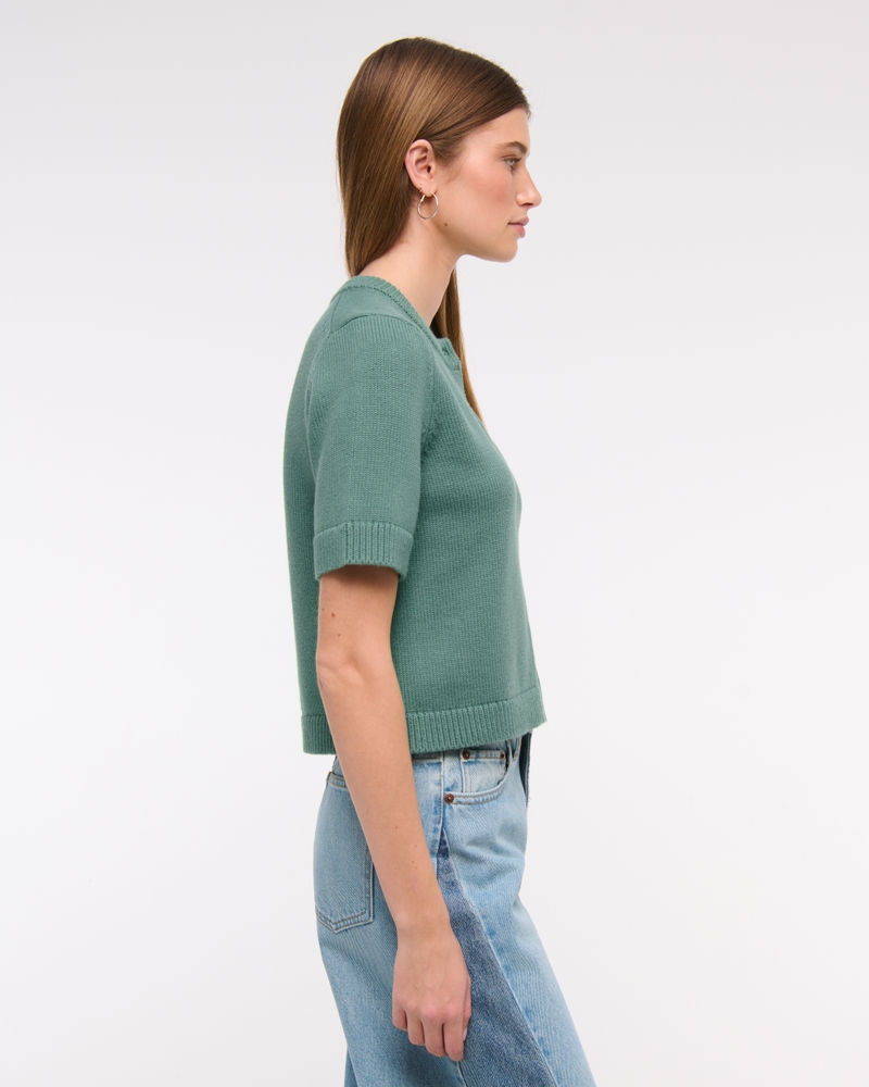 Short-Sleeve Crew Cardigan