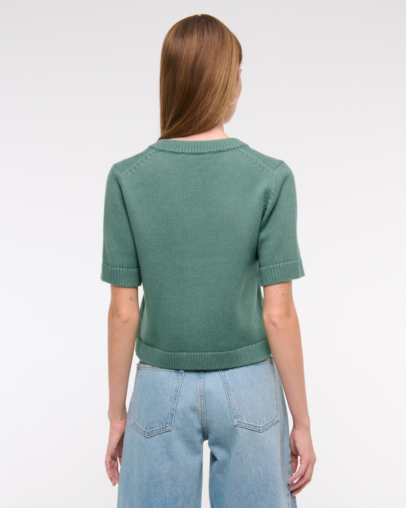 Short-Sleeve Crew Cardigan