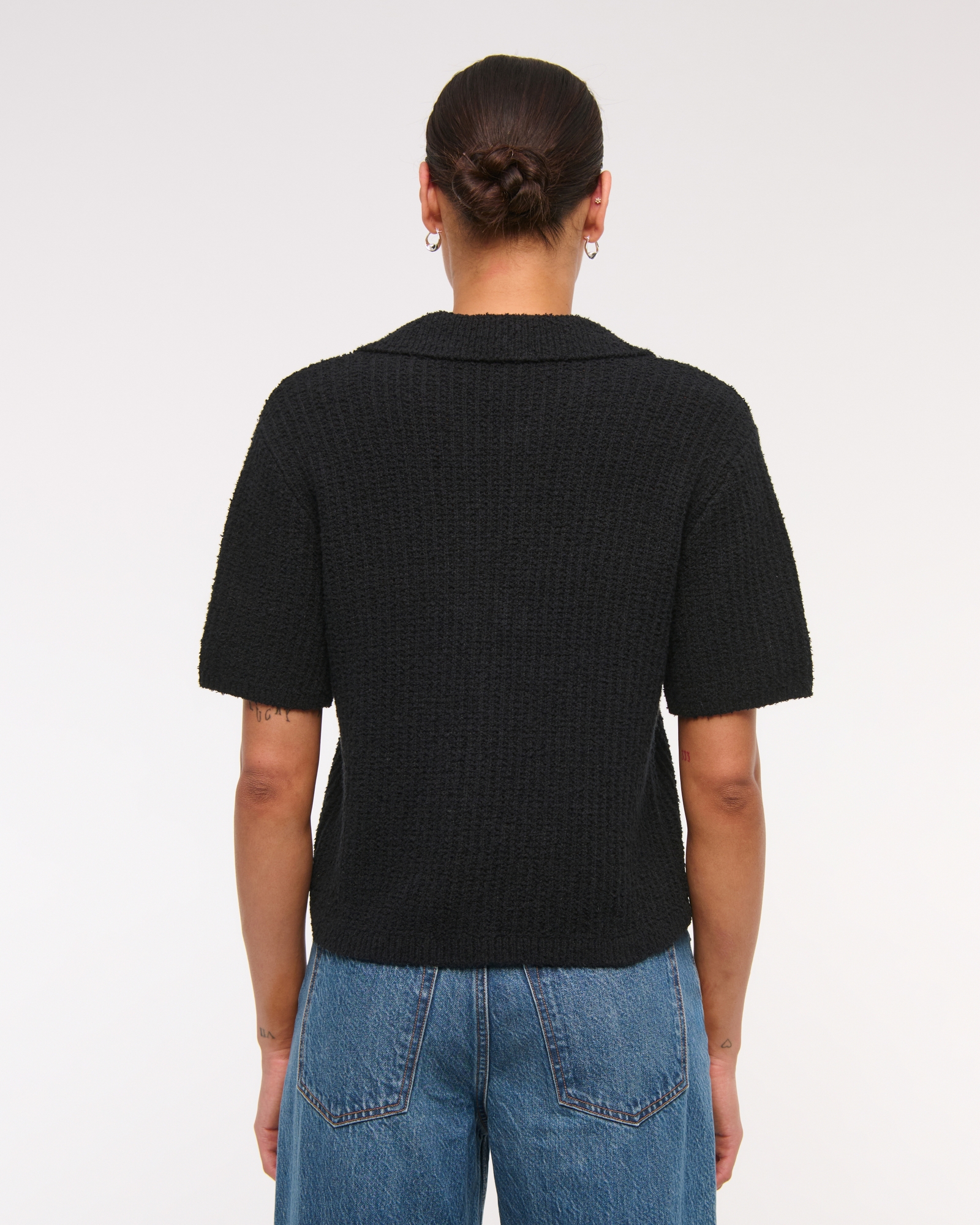 Short-Sleeve Crochet-Style Polo