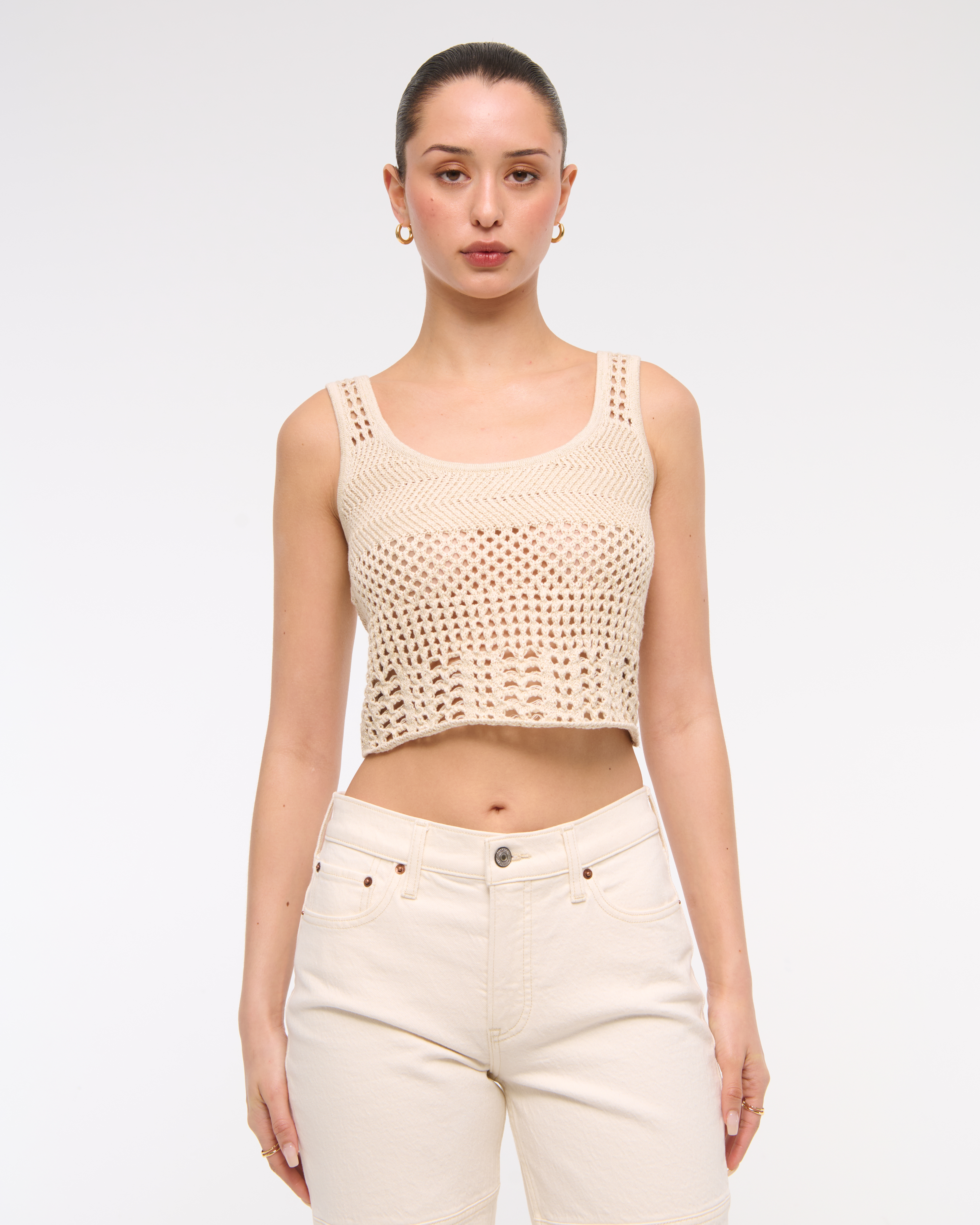 Abercrombie & Fitch Open-stitch Lurex Sweater Tank In Black