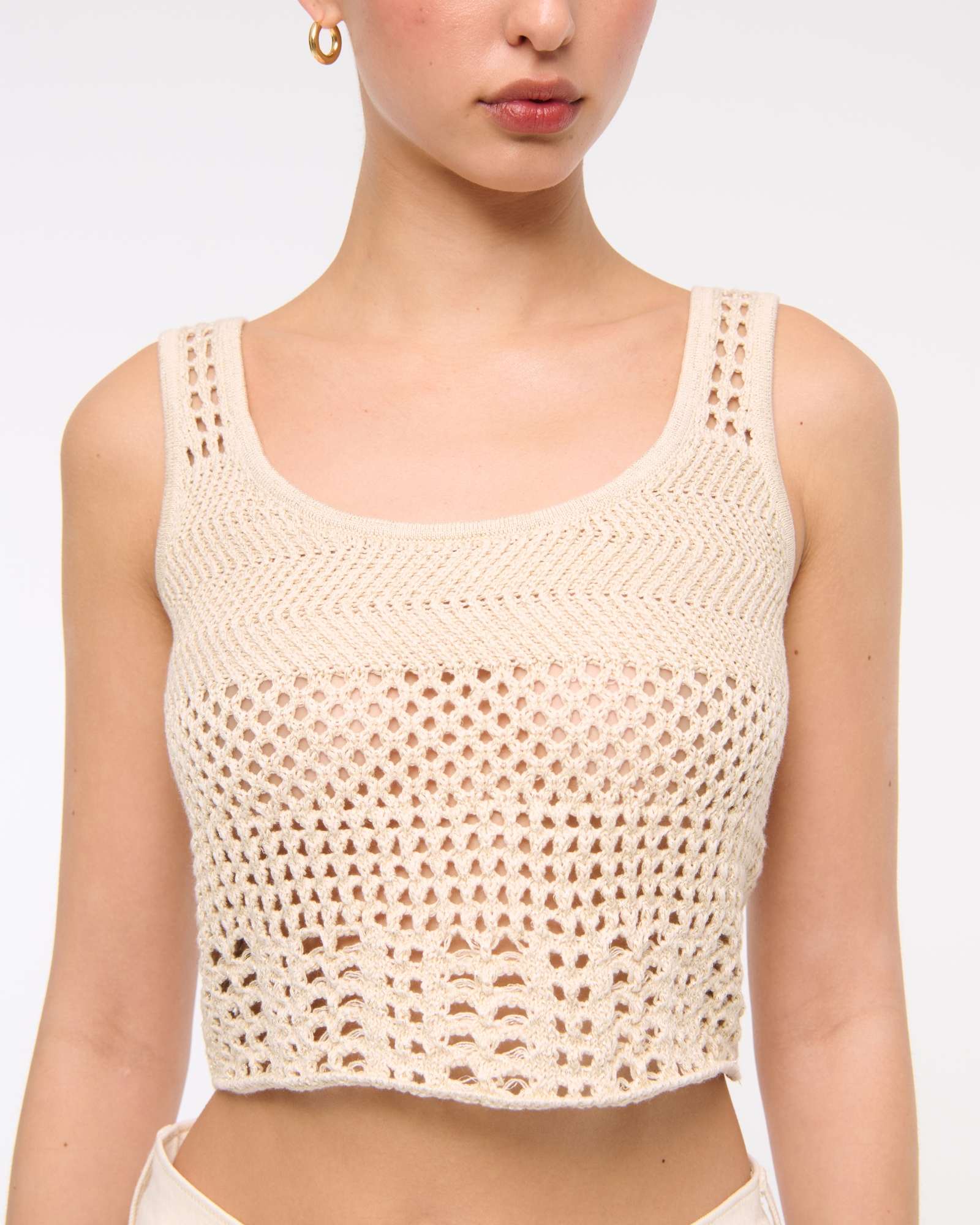 Open-Stitch Lurex Sweater Tank