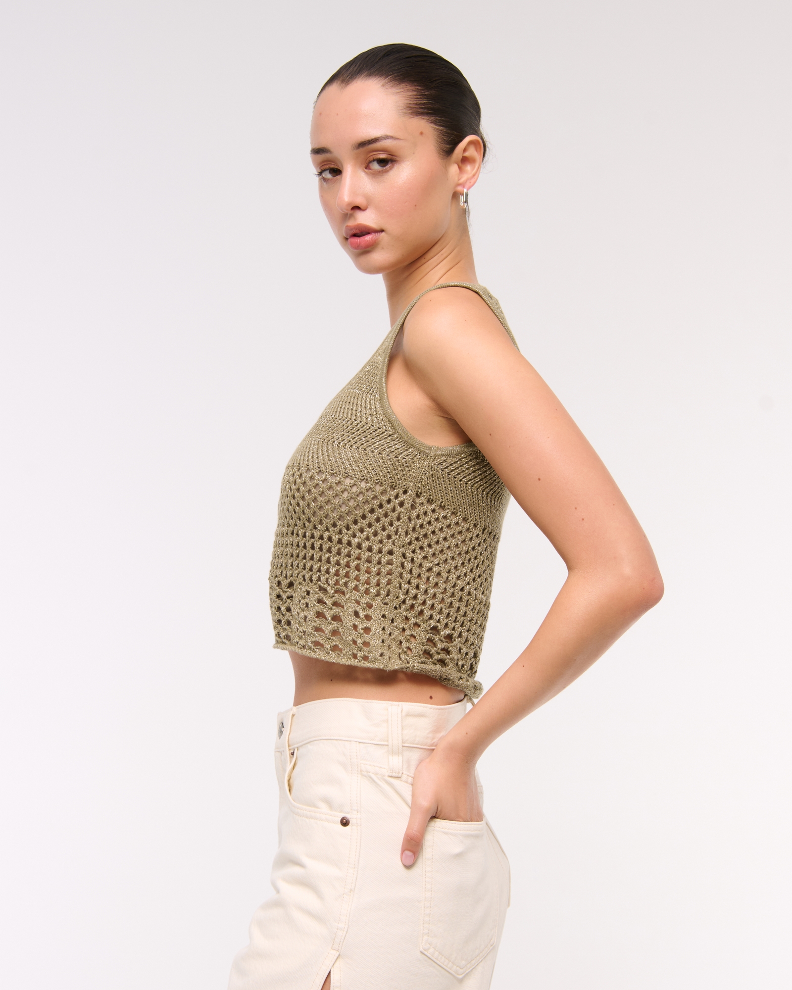 Open-Stitch Lurex Sweater Tank
