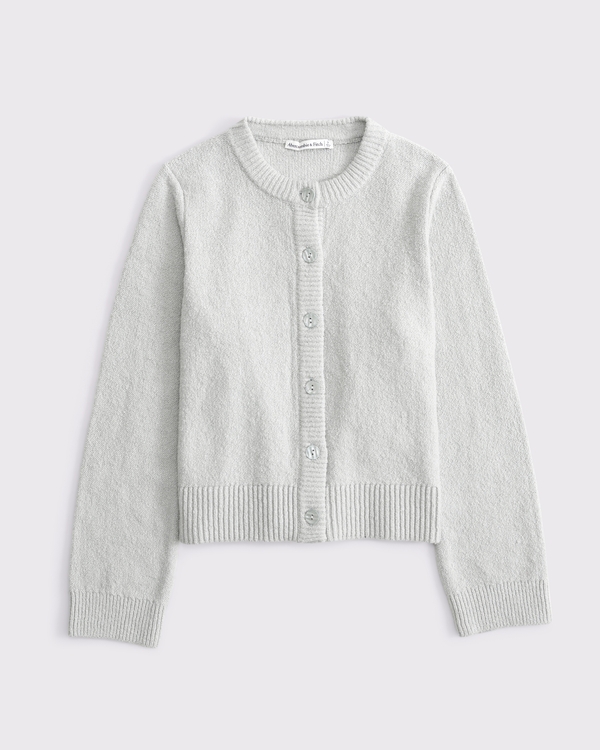 Textural Crew Cardigan, Light Gray view 1
